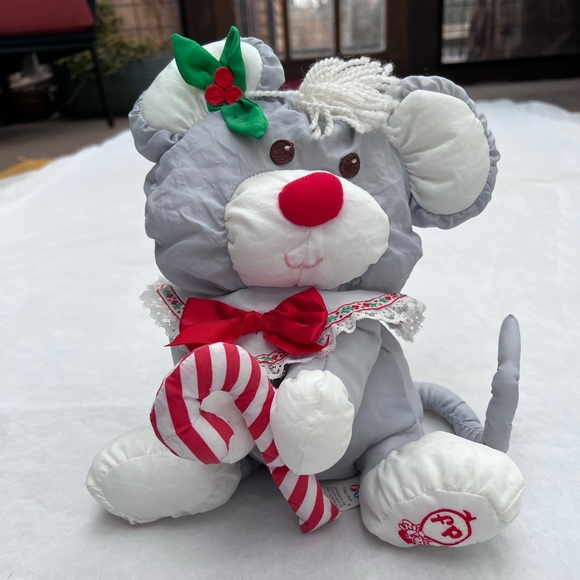 Vintage 1987 Puffalump Christmas Mouse with Candy Cane CLEAN Excellent Condition - Picture 4 of 8